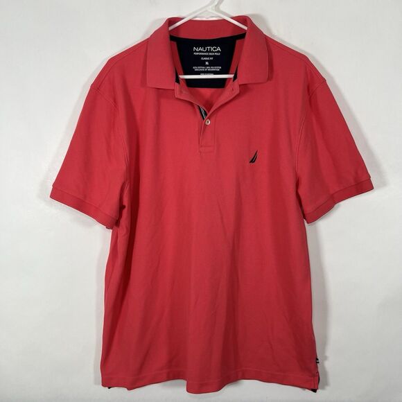 Nautica Performance Deck Polo Shirt Mens Size XL Pink Classic Fit Short Sleeve - Picture 1 of 10